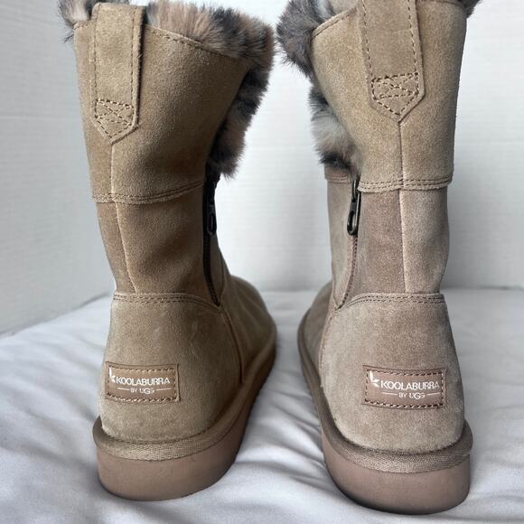 Koolaburra by UGG Women’s Size 10 Brown Suede Faux Fur Winter Boots Zip Up - Picture 4 of 9